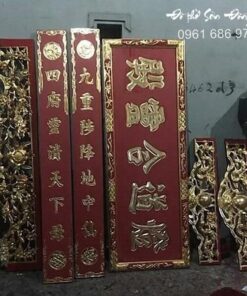 Bộ hoành phi câu đối gỗ hương đẹp-1