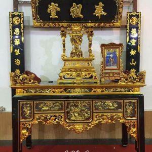 Bộ Hoành phi câu đối gỗ mít