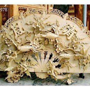 Quạt thờ Mai Điểu gỗ mít