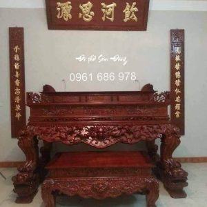 Sập thờ Tứ Linh nhị cấp gỗ gụ