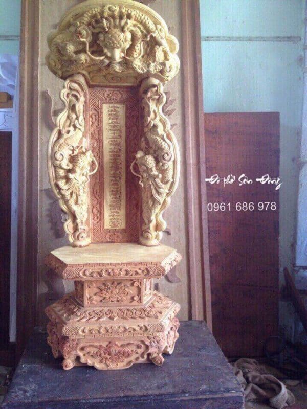 Bài vị thờ chạm rồng gỗ mít
