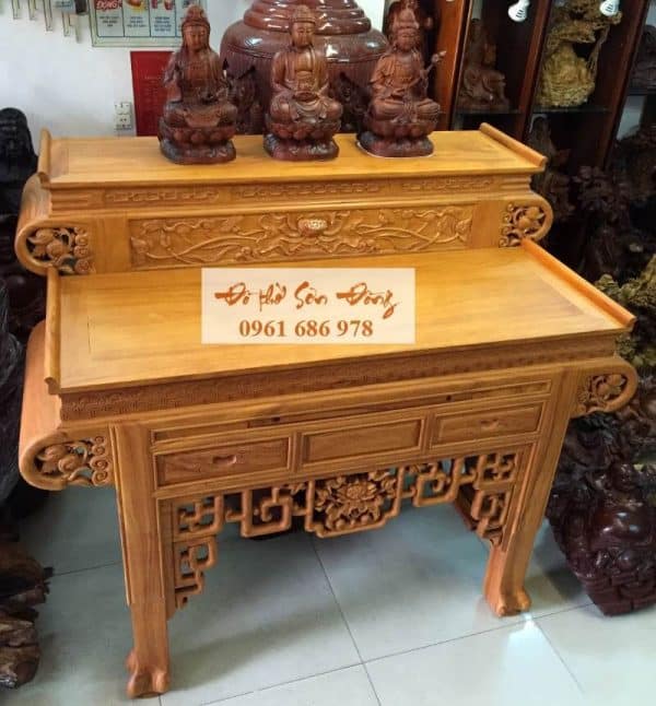 Bàn thờ nhị cấp triện hoa sen hiện đại