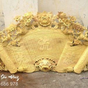 Cuốn thư Rồng hóa Trúc gỗ mít