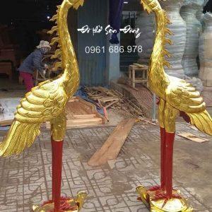 Đôi hạc thờ gỗ mít cao 1,7m