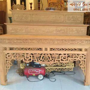 Mẫu bàn thờ án gian tam cấp gỗ mít, gỗ dổi, gỗ gụ