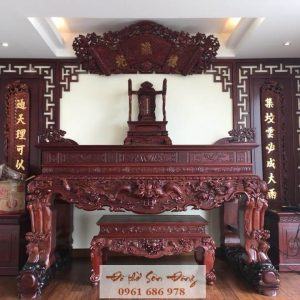 Sập thờ Tứ linh chân nghê gỗ gụ