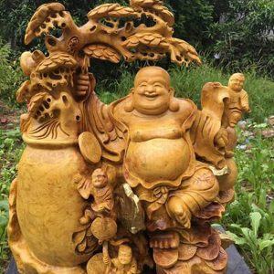 Tượng Phật Di Lặc gỗ nu kháo
