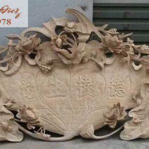 Cuốn thư hoa sen gỗ dổi mộc