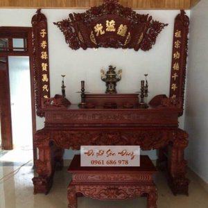 Sập thờ gỗ gụ đục Tứ Linh