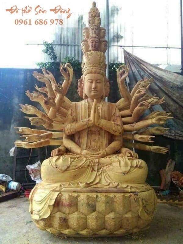 Tượng Phật Bà Quan Âm nghìn mắt nghìn tay gỗ mít
