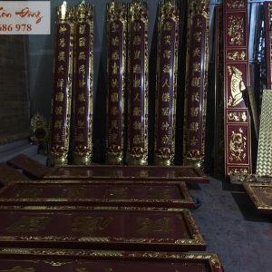 Câu đối lòng máng sơn son thếp vàng