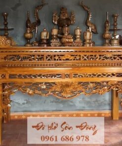 Mẫu bàn thờ gỗ chạm đầu Rồng loại đẹp