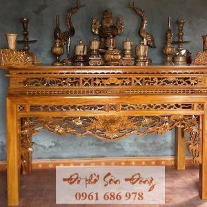 Mẫu bàn thờ gỗ chạm đầu Rồng loại đẹp