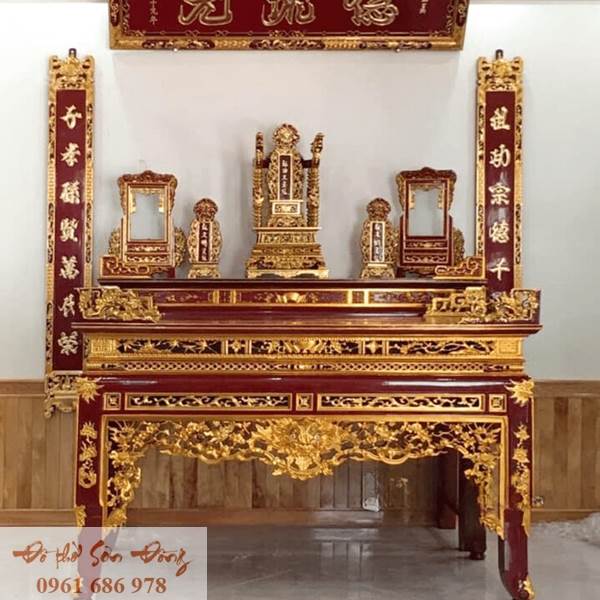 Mẫu bàn thờ đẹp Sơn Đồng: án gian, sập thờ, tủ thờ, chấp tải